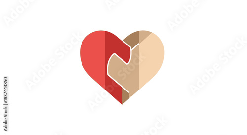 Red and beige heart shapes puzzle.