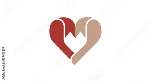 Red and beige heart shapes symbol.