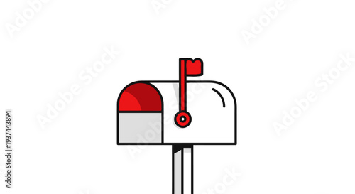 Red and white colored mail box.