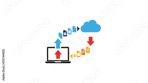 Cloud data transfer to laptop.