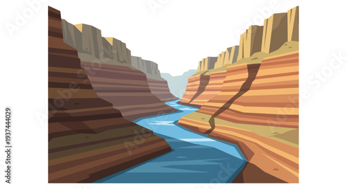 River flowing through canyon landscape.