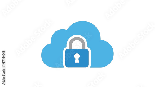 Cloud Security Padlock Protection Icon.
