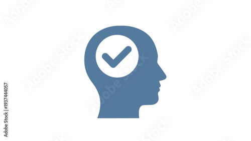 Human Head Silhouette with Checkmark Inside.