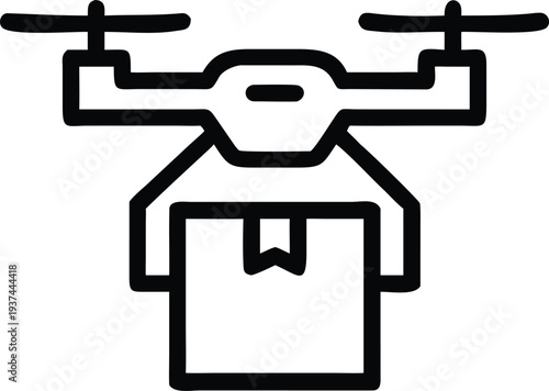 An advanced drone performing contactless delivery of a carefully sealed parcel for modern logistics solutions