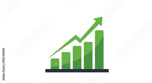 Green upward trending graph illustrating growth and positive performance