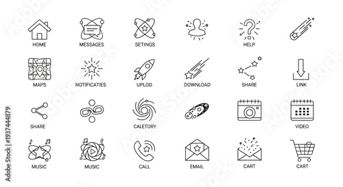 Collection of various digital icons.