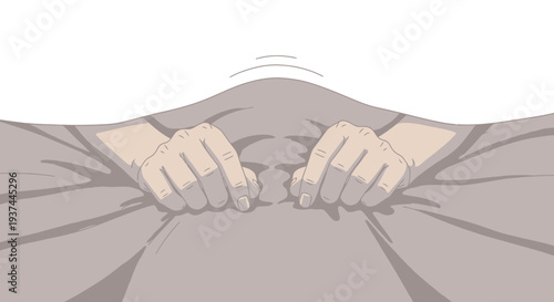 Two hands pulling fabric apart strongly.