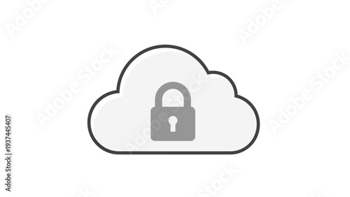 Cloud storage security padlock icon.