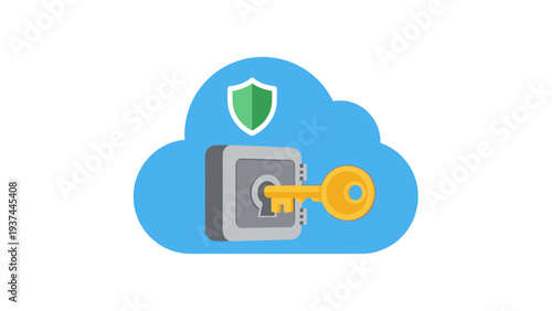 Cloud Storage Security Lock Icon.