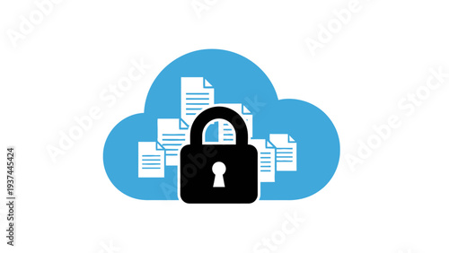 Cloud Storage Security with Padlock Icon.