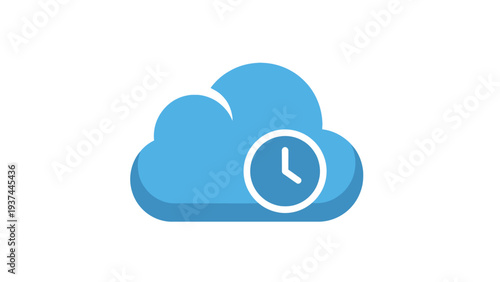 Cloud with clock icon symbol.