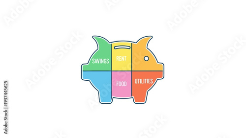 Colorful Cartoon Piggy Bank Illustration.