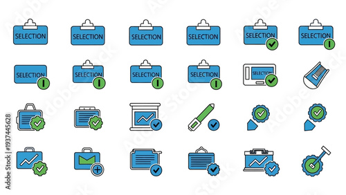 Collection of briefcases and suitcases icons.