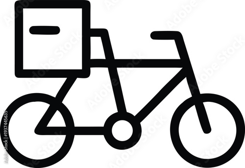 Bicycle with a delivery box on the rear rack for eco friendly urban parcel service