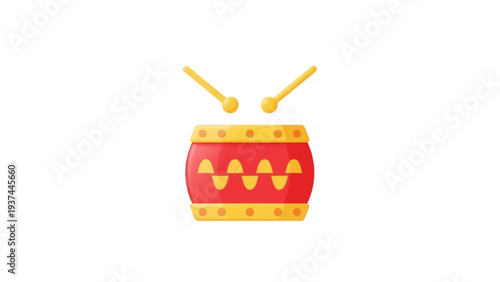 Colorful Drum with Yellow Sticks.