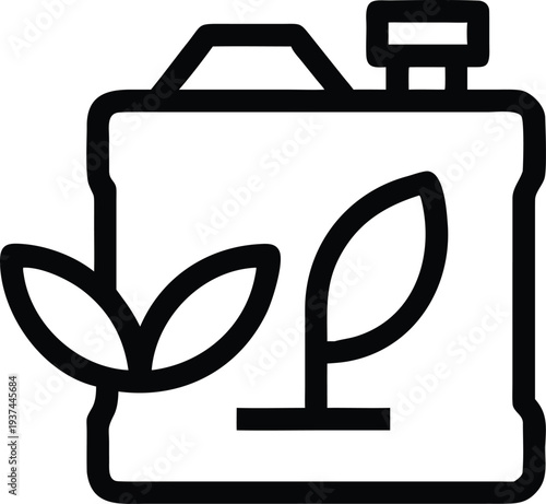 Bio Fuel Jerry Can Container with Leaf Symbol Icon for Sustainable Energy Concept