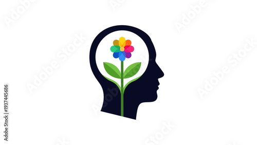 Colorful flower in human head.