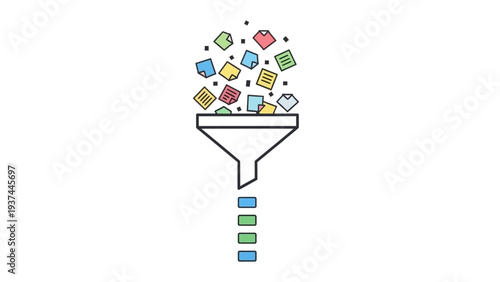 Colorful Funnel with Data Flow.
