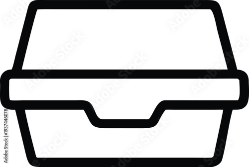 Black outline illustration of a closed rectangular takeaway food box for delivery