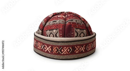 Traditional Embroidered Red Fez Hat.