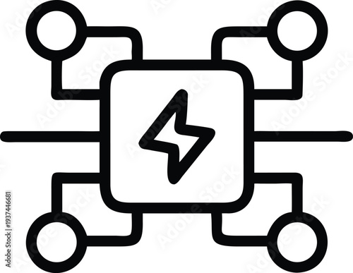 Central processing unit chip icon with lightning bolt signifying energy data and fast computation