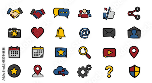 Collection of various social media icons.