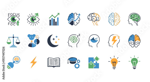Collection of various thought icons.