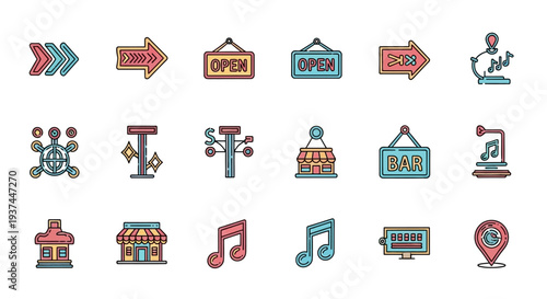 Colorful Direction and Service Icons.