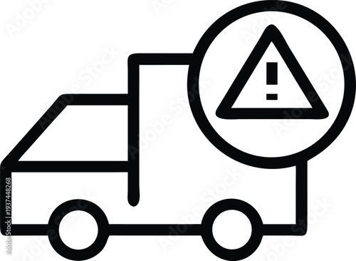Commercial shipping truck with an important warning sign indicating potential delivery issues