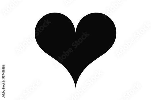 A simple black heart shape is presented against a stark white background, conveying a universal symbol of love.