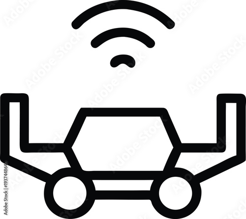 Connected Vehicle Technology Icon Showing Wireless Internet Communication for Modern Automotive Systems