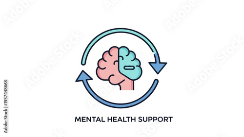 Mental Health Support Brain Illustration Concept.