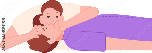 Rescue breaths concept. Lung ventilation medical aid procedure