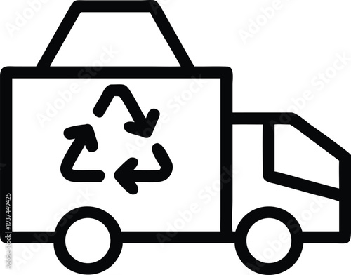 Delivery truck featuring a recycling symbol representing eco friendly transportation and waste management