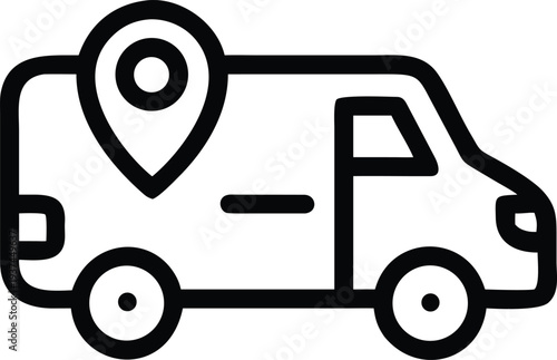 Delivery Van with a GPS Location Pin Indicating Realtime Tracking for Efficient Logistics Services