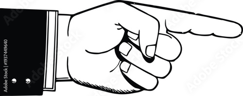 A hand pointing to the right with index finger extended