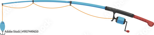 Fishing rod. Angler spinning equipment cartoon icon