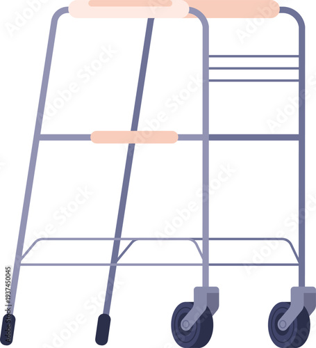 Walking aid. Wheel walker icon. Color device