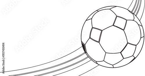 A soccer ball flying through the air with motion lines