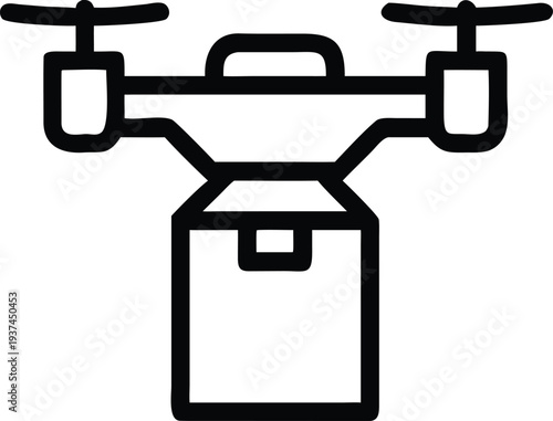 Drone Aircraft Delivering a Package Box for Modern Logistics and Fast Shipping