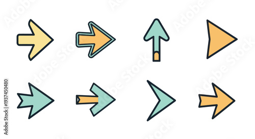 Set of colorful hand-drawn arrows pointing in different directions, decorative graphic icons for design and communication projects Free Download Set of colorful hand-drawn arrows pointing in different directions, decorative graphic icons for design and communication projects - GFXLoad
