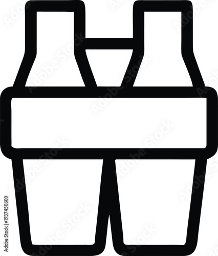 Dual Bottle Carry Pack Outline Icon for Beverage Two Pack Marketing and Sales