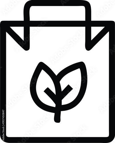 Eco conscious paper retail bag featuring a plant leaf promoting green consumption