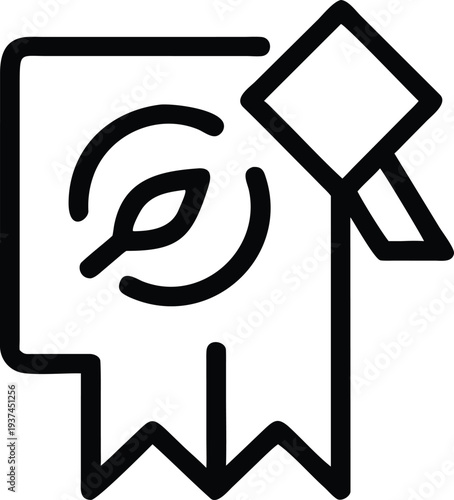 Eco friendly certification badge with a leaf and a gavel representing environmental law and sustainability