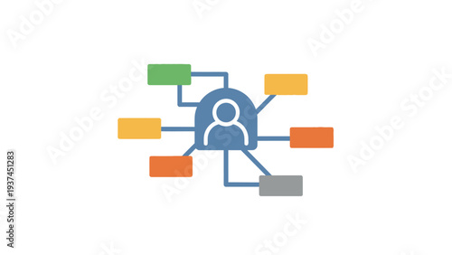 Person Icon With Colorful Connections.