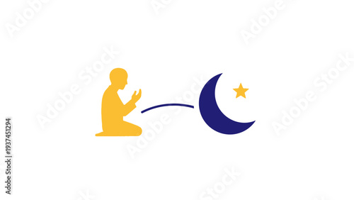 Person Kneeling in Prayer Silhouette Icon.