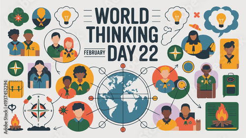 World Thinking Day February 22: Global Connections, Scouts, and Diverse Children Planning for the Future.