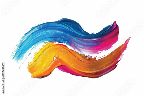colorful metalic paint brush stroke isolated