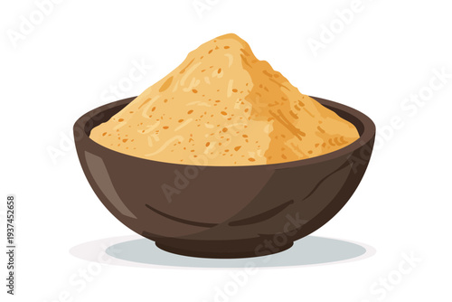Ginger powder in stone bowl isolated