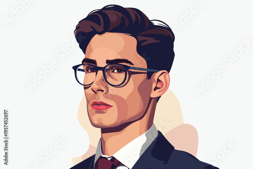 man in business suit wearing glasses isolated